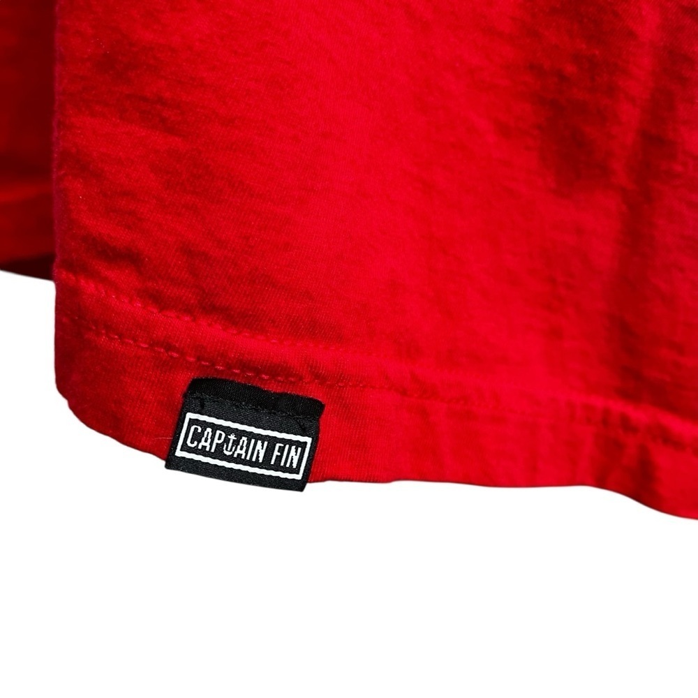 Captain Fin Co. Men’s Large Red Long Sleeve Shirt Cotton Shirt White Logo - Picture 3 of 7